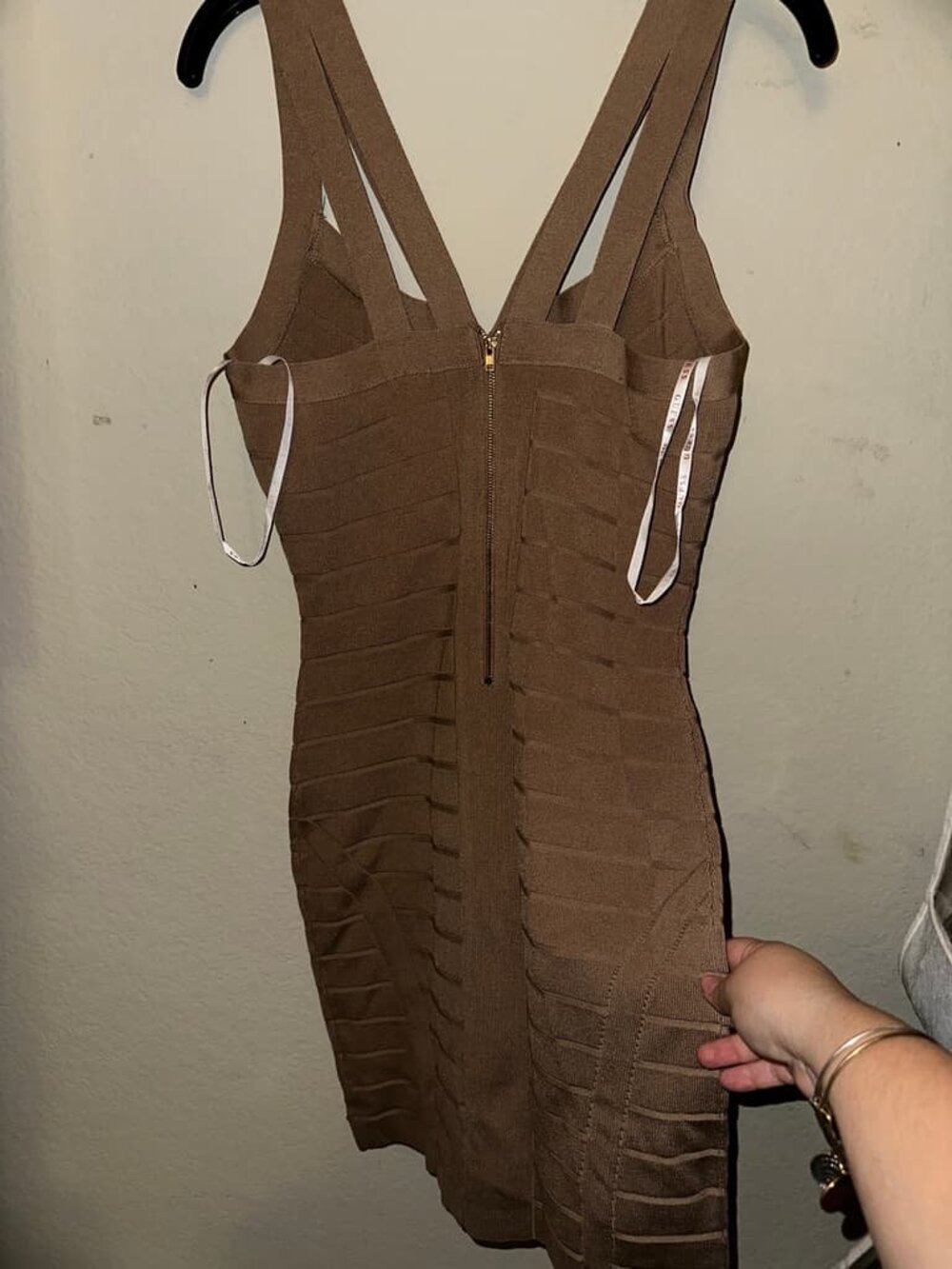 beige bodycon bandage dress